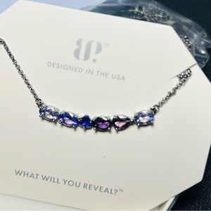 Bomb Party gradient of amethyst cubic zirconia bar necklace on hematite plating